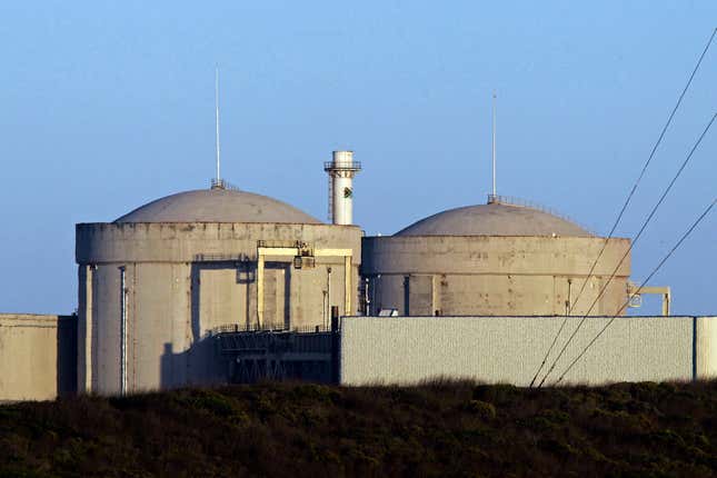 FILE - South Africa&#39;s Koeberg nuclear power station is seen on the outskirts of Cape Town, South Africa, Wednesday, Feb. 8, 2012. The South African government has on Tuesday, Dec. 12, 2023 announced plans to build new nuclear power stations to generate more electricity amid an energy crisis in the continent’s most advanced economy. The move to invite bids was immediately criticized by the main political opposition party. It claimed Russian state-owned nuclear agency Rosatom was the South African government’s “preferred partner.”(AP Photo/Schalk van Zuydam, file)