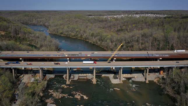 A photo of a bridge being repaired in the state of Virginia. 