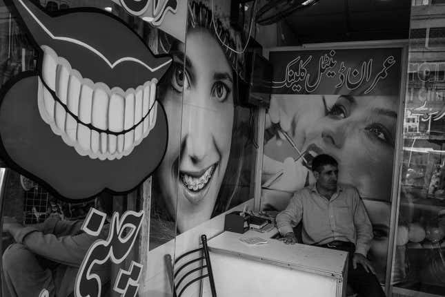 A “Chinese dentist” on Preedy Street. Unlicensed dental clinics like this line the road, offering cheaper services. Whether they survive in the new Karachi remains to be seen.