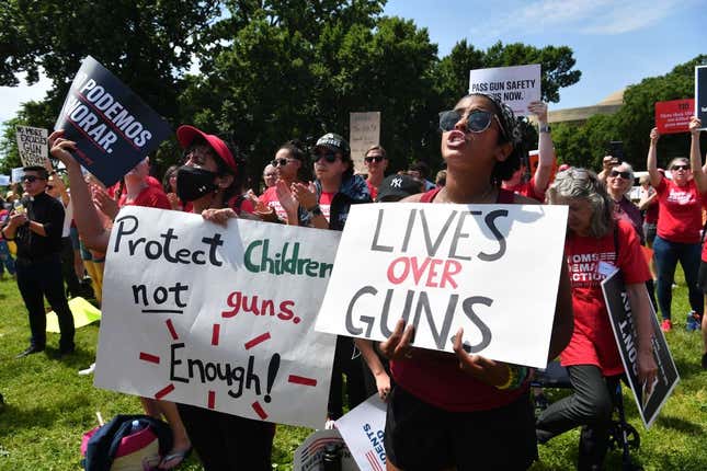 Activists rally against gun violence on June 8, 2022, in Washington, DC, demanding action from lawmakers.