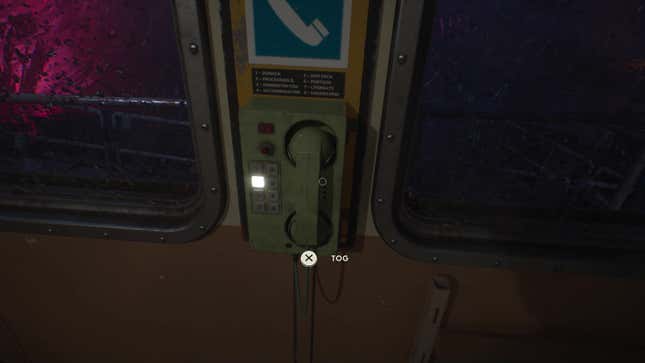 The player looks at a ringing phone positioned between two windows.