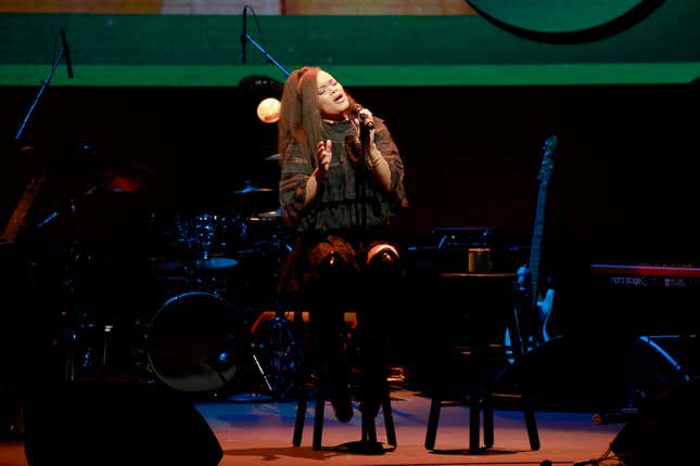 Andra Day performs onstage during The Root 100 2024 Gala at The Apollo Theater on December 05, 2024 in New York City.