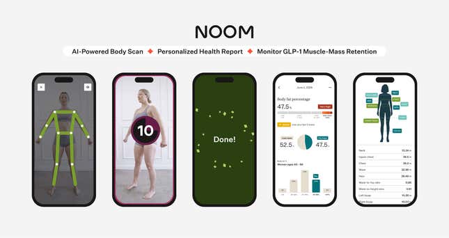 Noom’s new AI-powered body scan feature.