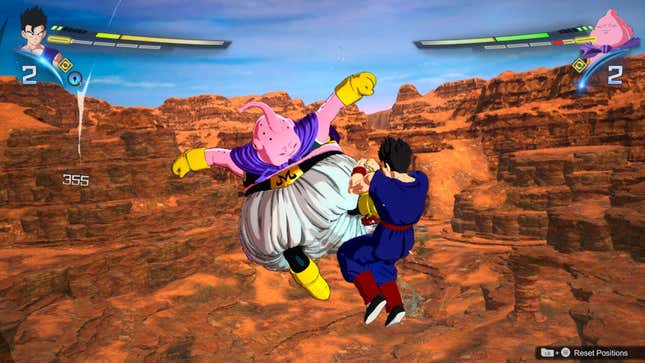 Gohan recupera la compostura en el aire.