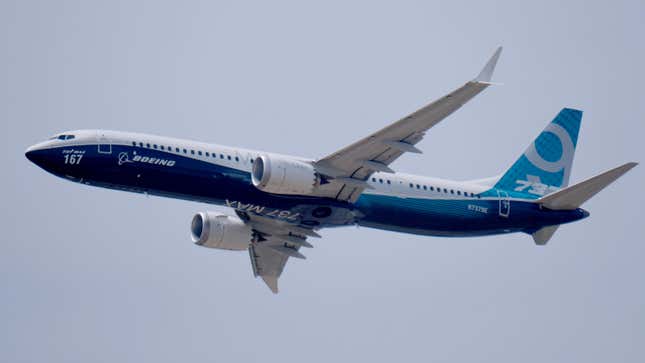 Boeing 737 MAX9 takes part in a flying display over the Le Bourget Airport during the 52nd International Paris Air Show on June 22, 2017, in Paris, France.