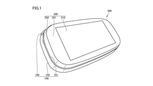 An image shows the patent for Nintendo's dual-screen handheld gaming device. 