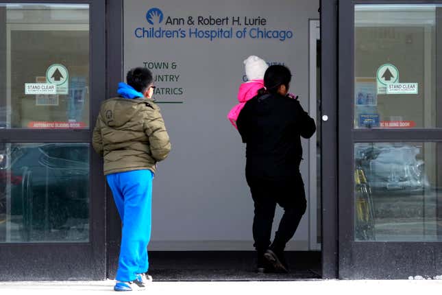 Lurie Children&#39;s Hospital sign is seen at the hospital as patients walk in, Monday, Feb. 5, 2024, in Skokie, Ill. A Chicago children&#39;s hospital has been forced to take its networks offline after an unspecified digital attack, limiting access to medical records and hampering communication by phone or email since the middle of last week. (AP Photo/Nam Y. Huh)