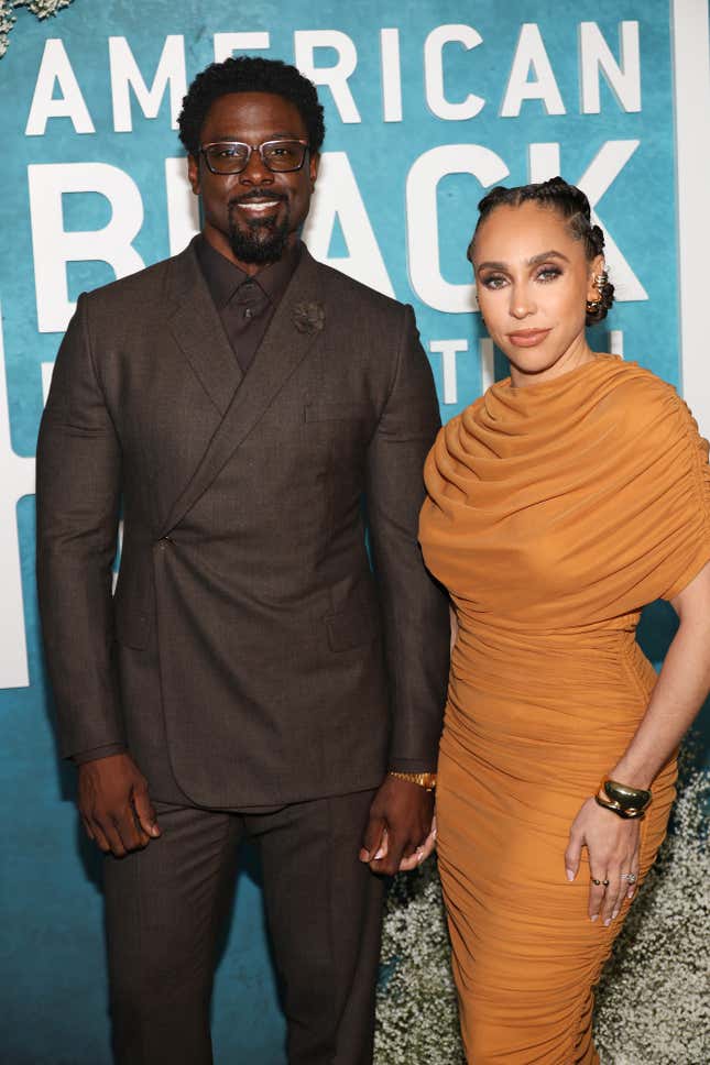 Lance Gross and Rebecca Gross attends 7th Annual American Black Film Festival Honors at SLS Hotel, a Luxury Collection Hotel, Beverly Hills on February 17, 2025 in Los Angeles, California.