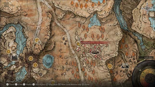 A map showing the location of Moorth Ruins.