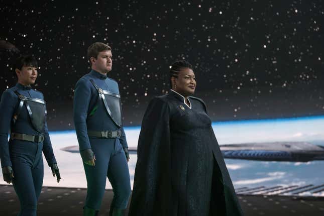 Pictured: Stacey Abrams as United Earth President of the Paramount+ original series STAR TREK: DISCOVERY.