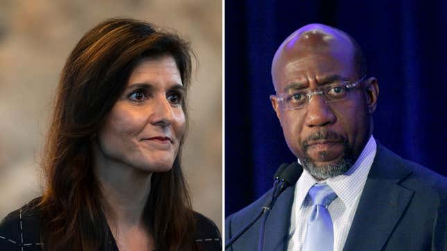 Image for article titled Nikki Haley Says Sen. Raphael Warnock, a Black American Pastor, Should Be 'Deported'