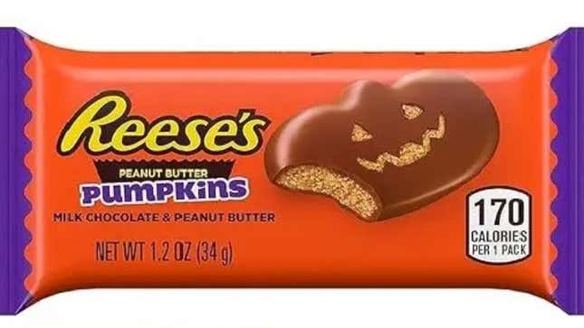 Current Reese’s peanut butter pumpkin packaging. 