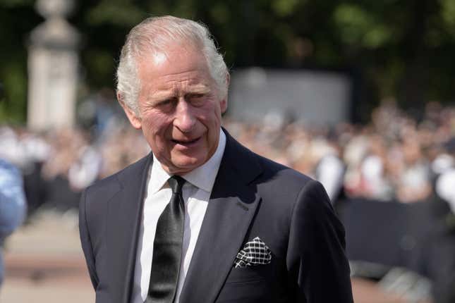 King Charles III arrives at Buckingham Palace in London, Friday, Sept. 9, 2022.