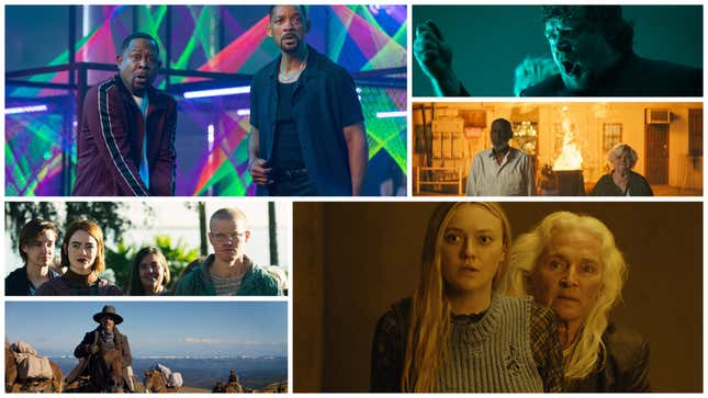 Counter-clockwise from top left: Martin Lawrence, Will Smith; Emma Stone, Jesse Plemons; Kevin Costner; Dakota Fanning, Olwen Fouéré; Richard Roundtree, June Squibb; Russell Crowe