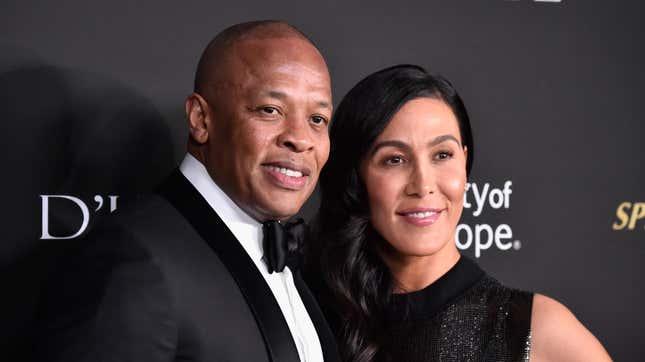 Dr. Dre (L) and Nicole Young attend the City of Hope Spirit of Life Gala 2018 at Barker Hangar on October 11, 2018 in Santa Monica, California.