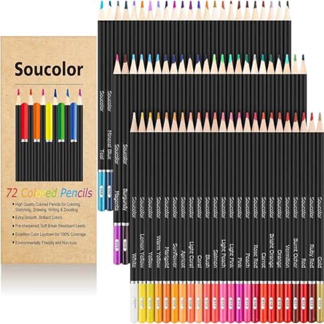 Image for article titled Soucolor 72-Color Colored Pencils for Adult Coloring Books, Now 52% Off