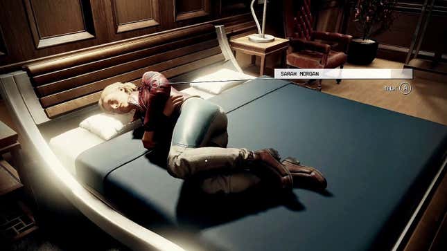  Constellation member Sarah Morgan lies in a Starfield bed.