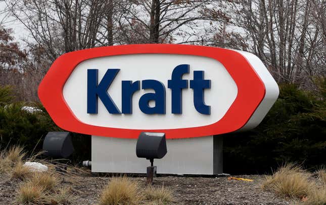 FILE - This March 25, 2015, file photo shows the Kraft logo in Northfield, Ill. The Biden administration announced $6 billion in funding Monday, March 25, 2024, for projects that will slash emissions from the industrial sector — the largest-ever U.S. investment to decarbonize domestic industry to fight climate change. Kraft Heinz will install heat pumps, electric heaters and electric boilers to decarbonize food production at numerous facilities. (AP Photo/Nam Y. Huh, File)