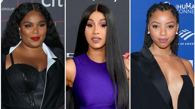 Lizzo, left; Cardi B., Chloe Bailey.