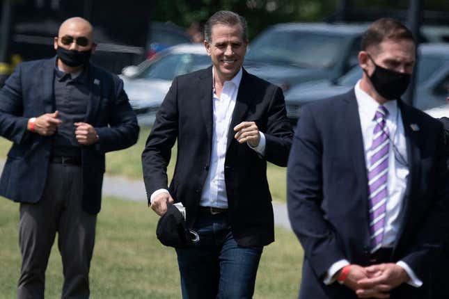 Hunter Biden walks to Marine One on the Ellipse outside the White House May 22, 2021, in Washington, DC. 