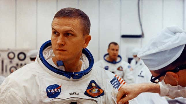 Frank Borman preparing for the Apollo 8 launch.
