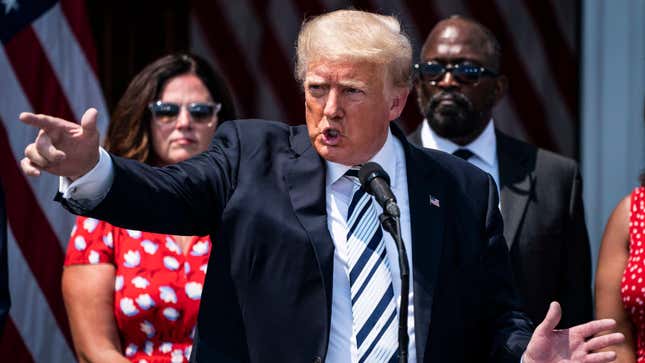 Donald Trump promising to file lawsuits against Facebook, Google, and Twitter for banning him in July 2021.