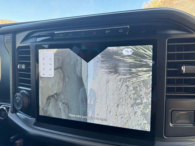 Side camera display on center screen of a 2024 Ford F-150 Tremor