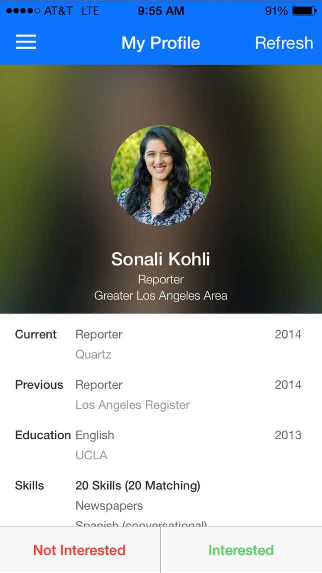 My Jobr profile
