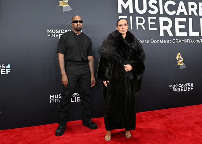 Kanye West and Bianca Censori attend the 67th GRAMMY Awards at Crypto.com Arena on February 02, 2025 in Los Angeles, California.