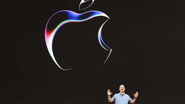 Apple CEO Tim Cook speaks before the start of the 2023 Apple Worldwide Developers Conference at its headquarters.