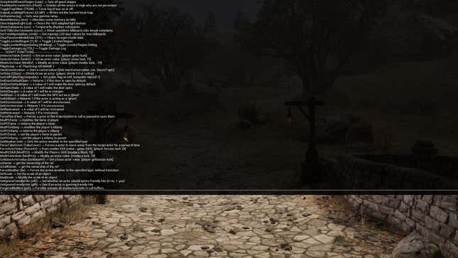 The console command menu in Oblivion Remastered.