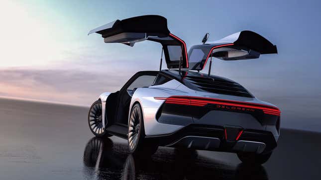 Image for article titled DeLorean Revealed Its Alpha5 Concept With Gullwing Doors