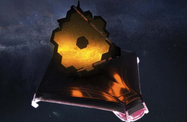 An artist's conception of the Webb telescope in space.