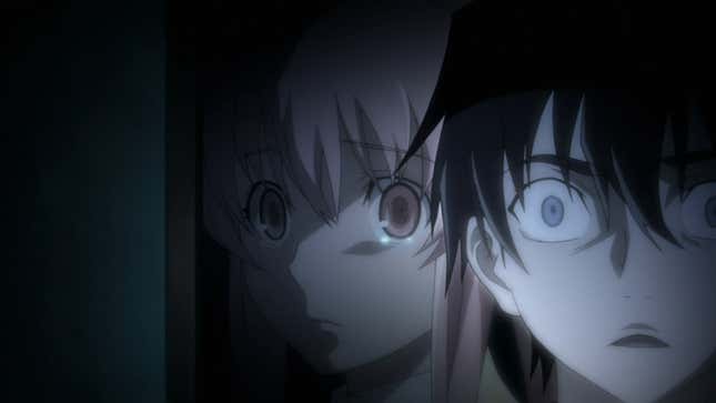 An image of The Future Diary's Yuno and Yukiteru.