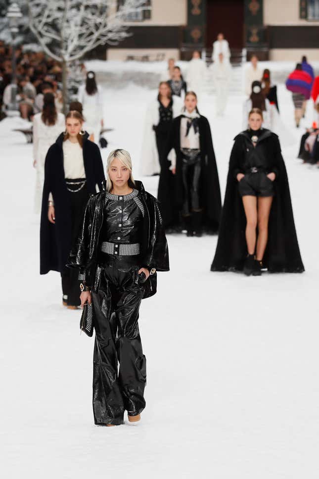 Models wear creations as part of the Chanel ready to wear Fall-Winter 2019-2020 collection, that was presented in Paris, Tuesday, March 5, 2019. (AP Photo/Francois Mori)