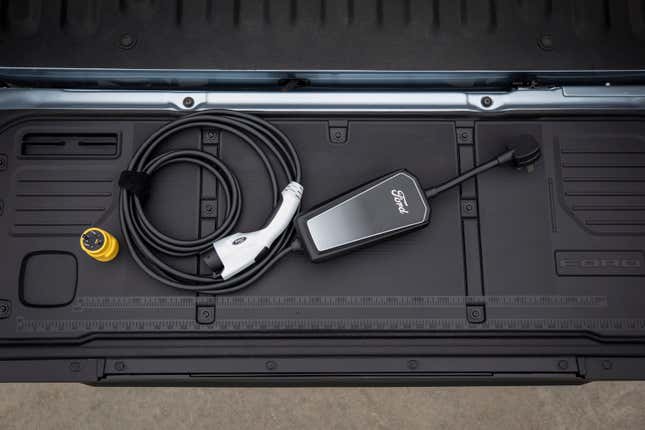 Image for article titled Ford Touts New Vehicle-To-Vehicle Charging With Its 2022 F-150 Trucks