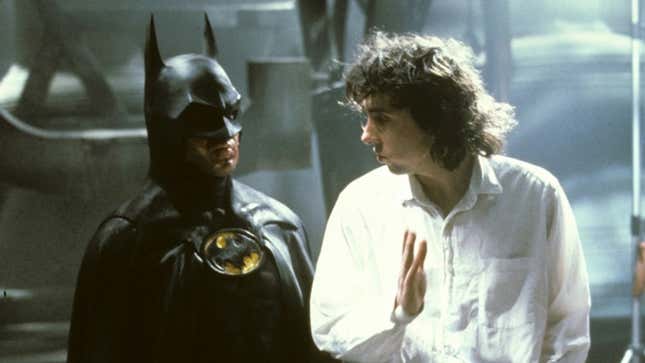 Tim Burton talks to Michael Keaton. 