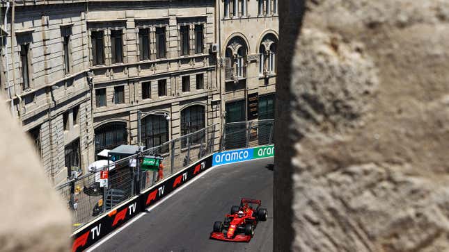 Image for article titled Ferrari&#39;s Charles Leclerc Nabs His Second Pole Position In A Row At Baku—This Time Without Crashing