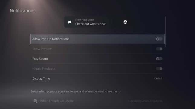 A screenshot of the PS5's menu shows notification settings.