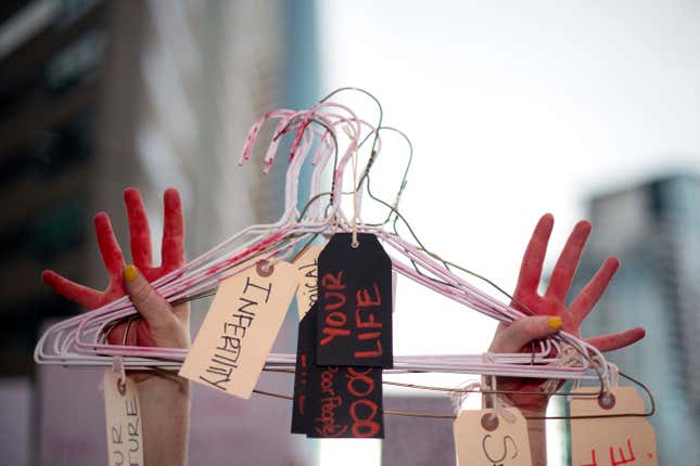 Coat hanger imagery implies more women will die from illegal abortion, when in reality, dying from pregnancy is a bigger threat.