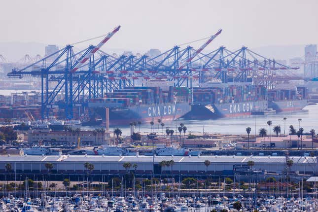 Container ships at the Port of Los Angeles 