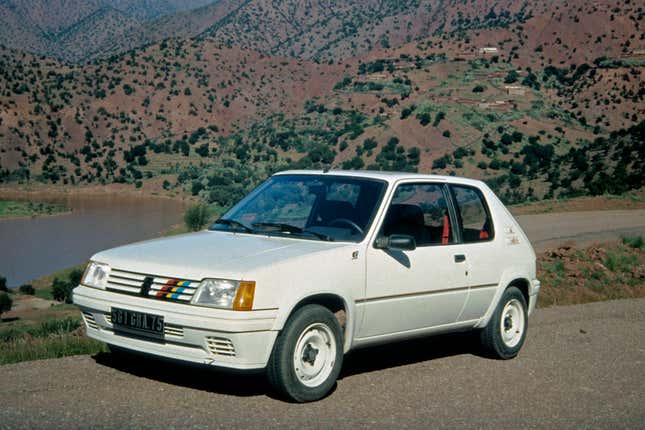 Front 3/4 view of a Peugeot 205 Rallye