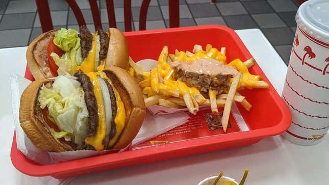 In-N-Out burgers with lots of lettuce