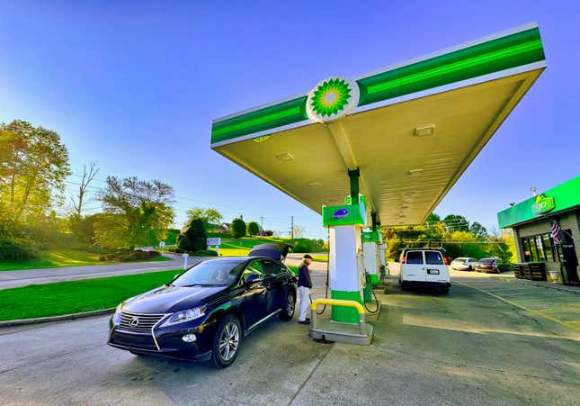 a photo of a BP gas station 