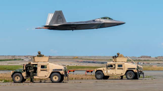 A view of performance during Arctic Thunder Air Show 2024 at Joint Base Elmendorf-Richardson (JBER) military facility in Anchorage, Alaska, United States on July 22, 2024.