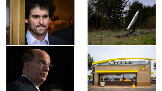 Image de l'article intitulé La chute de SBF, les satellites d’Elon Musk, l’âge de la retraite de Larry Fink et les beignets de McDonald’s : les plus populaires de la semaine