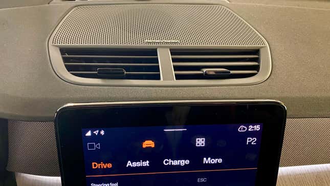 A close-up of the center dash air vents that are actually on top of the dashboard instead of facing the driver. 