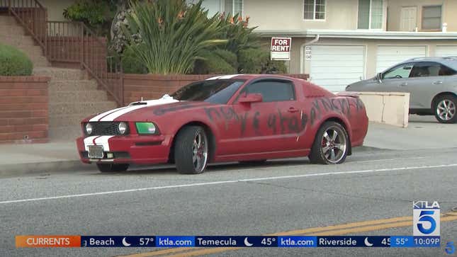 Image for article titled Family&#39;s Ford Mustang Vandalized With Swastikas And Racial Slurs Over The Holidays