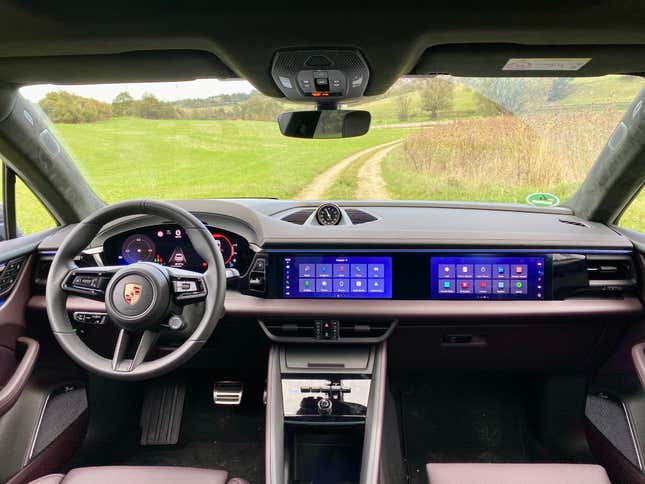 A look at the dash of the blackberry colored interior of the Macan 4S