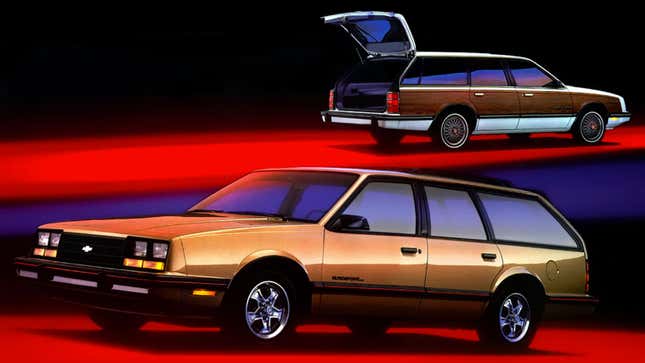 An illustration of a Chevrolet Celebrity station wagon. 